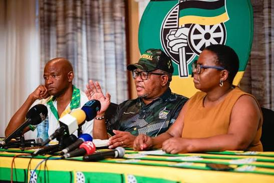 Fikile Mbalula addressing journalists